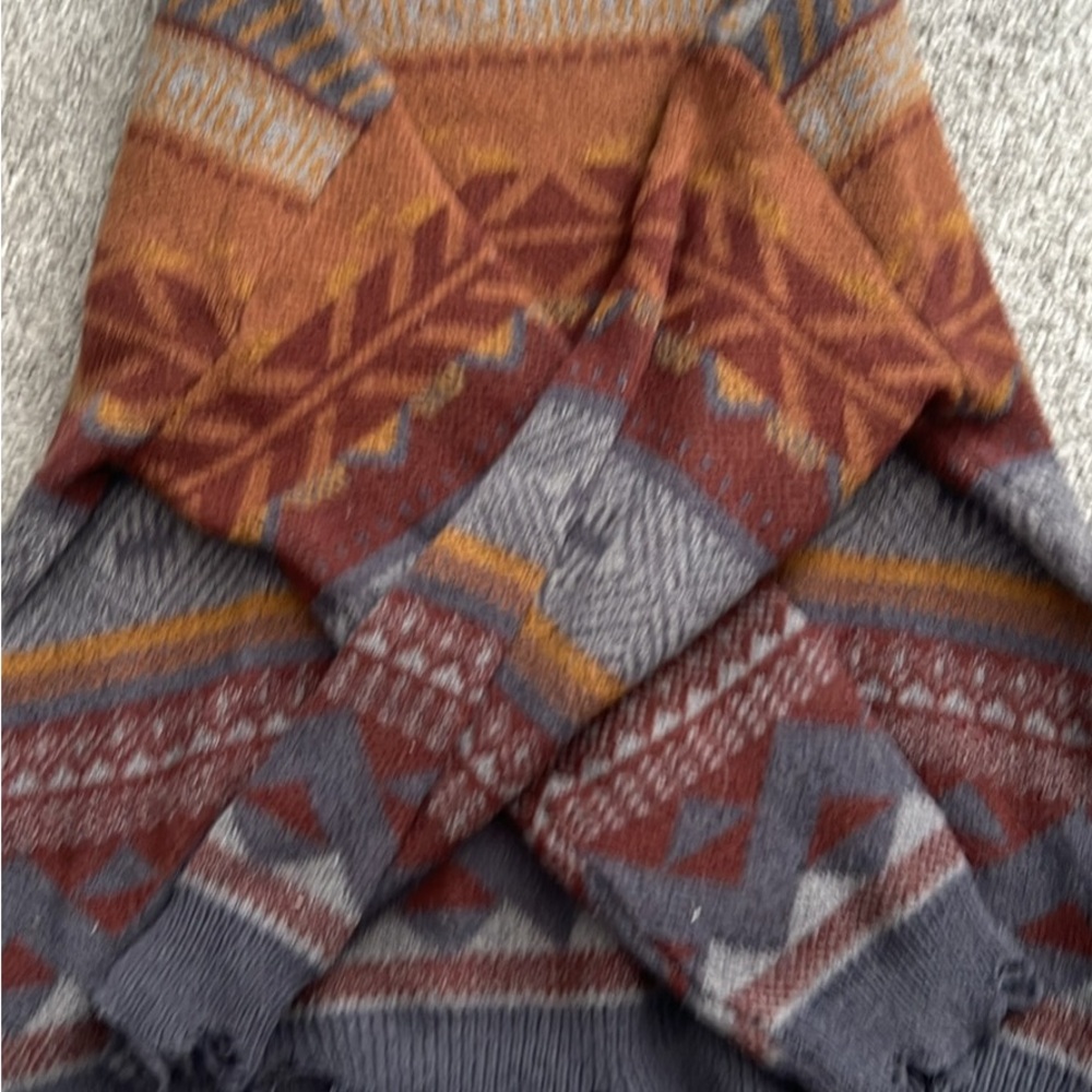 Geometric Patterned Sweater - Rust and Gray